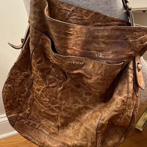 Givenchy large Eden hobo shoulder bag. Distressed light brown, goldtone hardware
